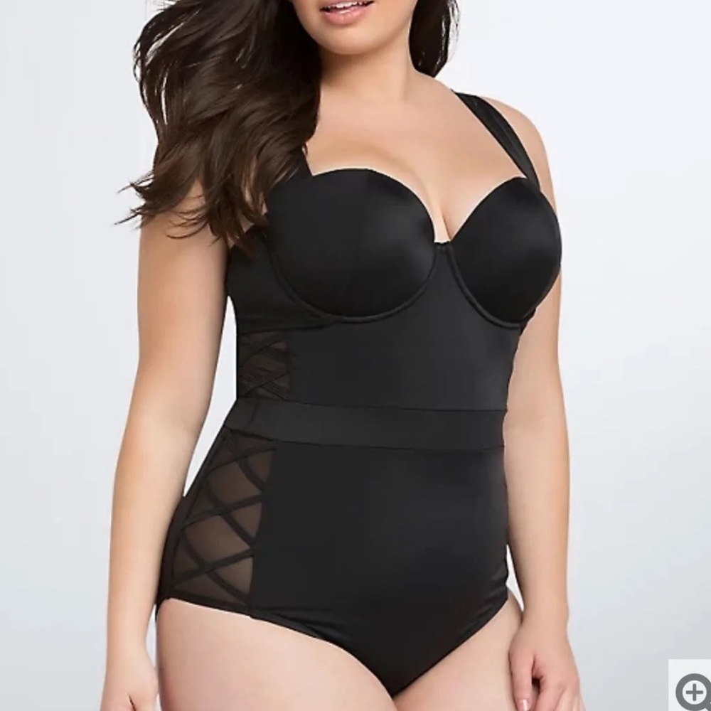 Torrid Black Side Lattice Swimsuit